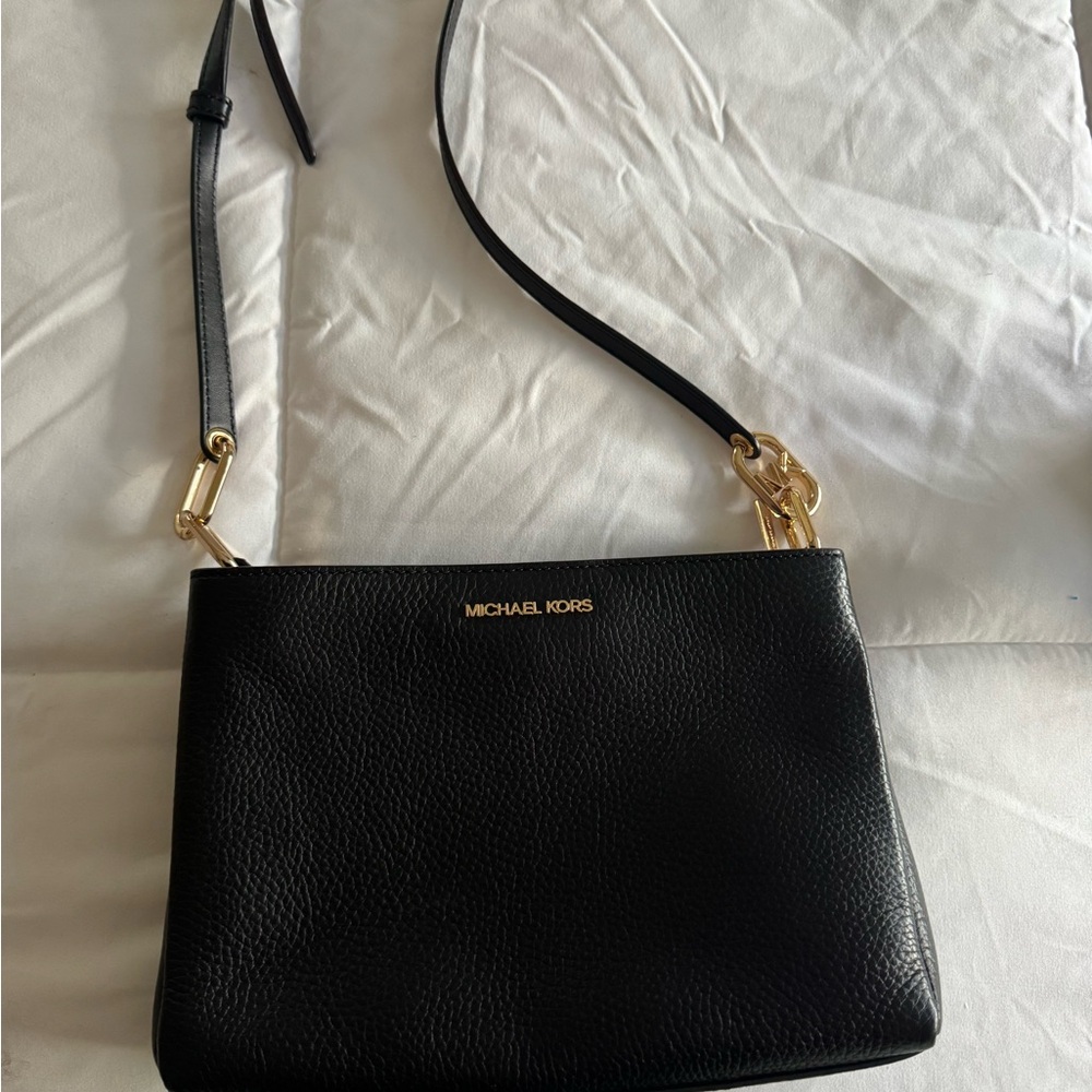 Michael Kors Black Crossbody Bag with Gold Accents